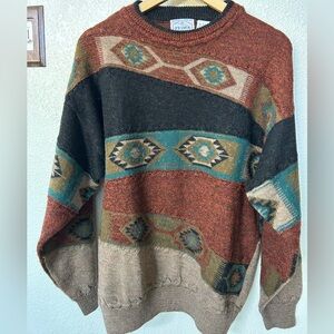 patterned wool blend grandpa sweater